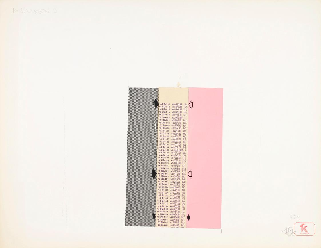 Felix Kalmar, Kassabon La Brasserie, undatiert, Collage auf Papier, Blattmaße: 50 × 64,8 cm, Be ...