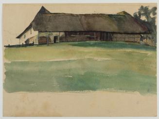 Ernestine Rotter-Peters, Bauernhaus, 1930–1940, Tempera auf Papier, 15,8 x 27,4 cm, Belvedere,  ...
