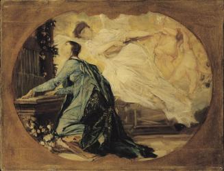 Gustav Klimt, Entwurf für die Allegorie der Musik (Orgelspielerin), 1884, Öl auf Leinwand, 38,5 ...