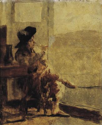 Hugo Charlemont, Sitzender Raucher, Öl auf Holz, 23 x 19,5 cm, Belvedere, Wien, Inv.-Nr. 4359