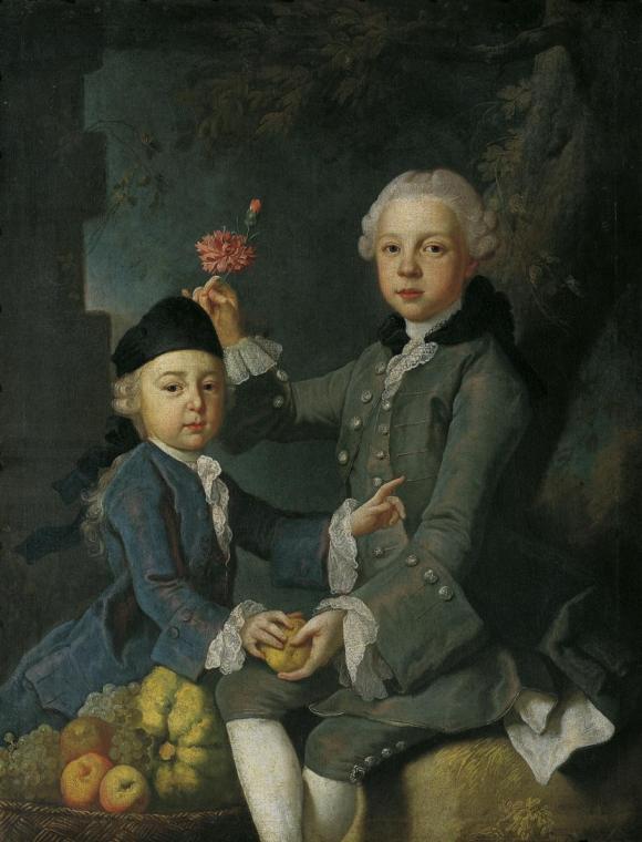 Umkreis Martin van Meytens d. J., Doppelbildnis Leopold und Vinzenz Ruard, um 1770, Öl auf Lein ...