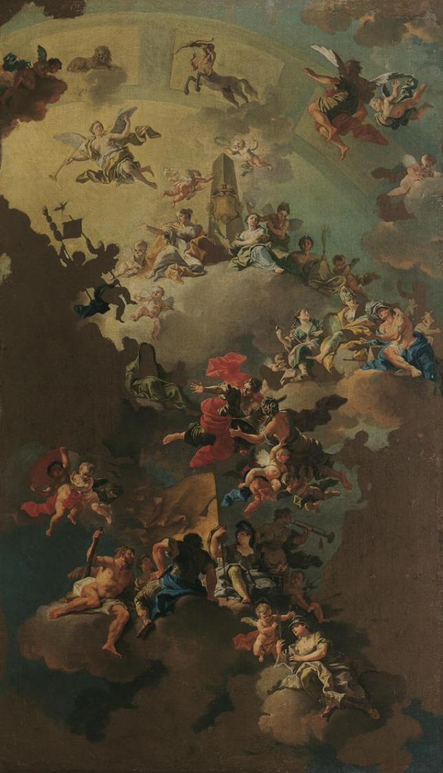 Daniel Gran, Allegorie auf die glückliche Regierung Mährens, um 1734, Öl auf Leinwand, 125 x 74 ...
