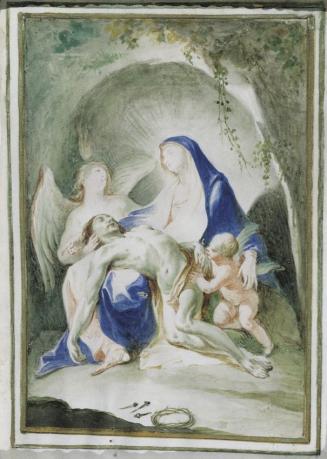 Joseph Winterhalder d. J., Maria mit dem Leichnam Christi, um 1763, Aquarell auf Pergament, 18  ...