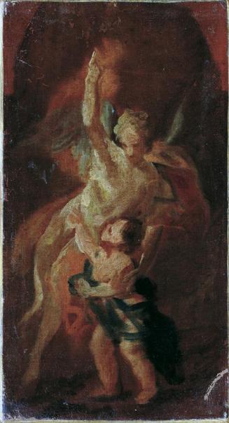 Unbekannter Künstler, Kind mit Schutzengel, um 1750, Öl auf Leinwand, 26 x 14 cm, Belvedere, Wi ...
