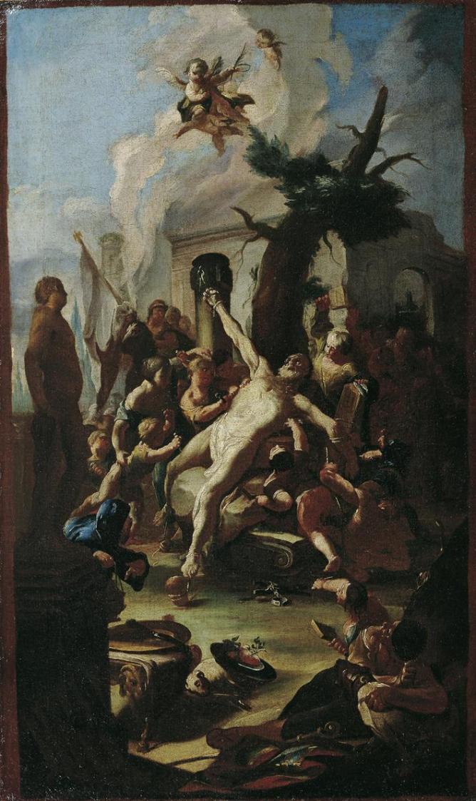 Paul Troger, Die Marter des heiligen Cassian, um 1751/1753, Öl auf Leinwand, 75 x 45 cm, Belved ...