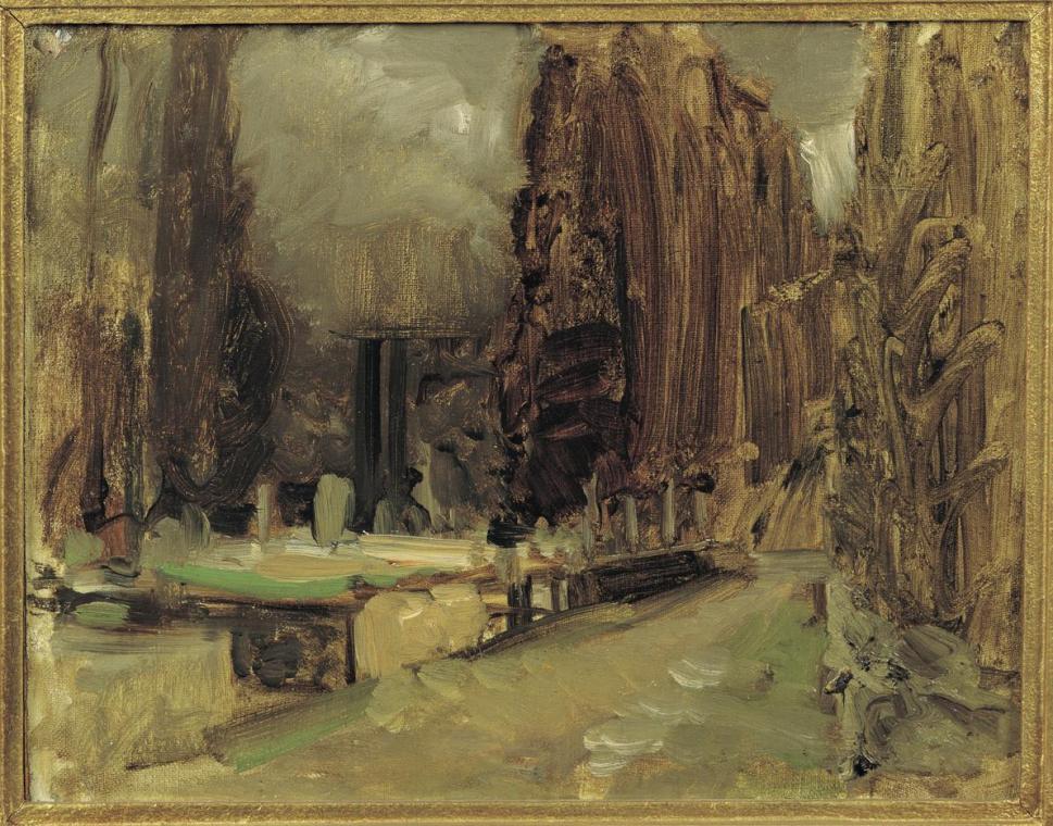 Emil Jakob Schindler, Der Friedhof bei Gravosa bei Ragusa (Studie zu Pax), 1887/1888, Öl auf Le ...