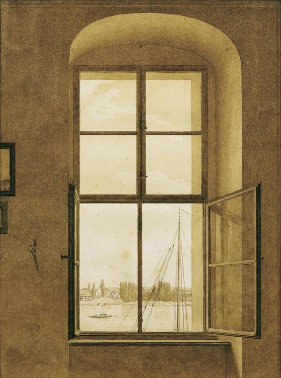 Caspar David Friedrich, Blick aus dem Atelier des Künstlers (rechtes Fenster), um 1805/1806, Se ...