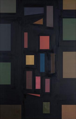 Josef Mikl, Konstruktion II, 1953, Öl auf Hartfaserplatte, 130 x 85 cm, Artothek des Bundes, Da ...