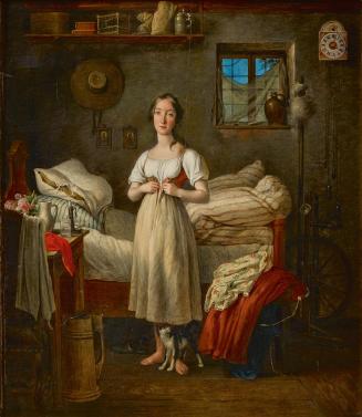 Michael Neder, Morgentoilette eines Mädchens, 1836, Öl auf Holz, 35 x 30 cm, Belvedere, Wien, I ...