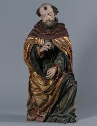 Hans Klocker, Josef einer Anbetungsgruppe (Geburt Christi), um 1485/1490, Zirbenholz, gefasst,  ...