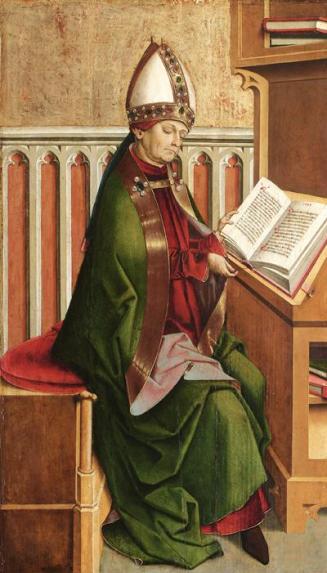 Meister von Großgmain, Hl. Ambrosius, 1498, Malerei auf Tannenholz, 67 x 39,5 cm, Belvedere, Wi ...