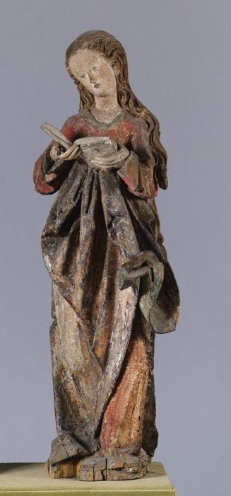 Wiener Bildschnitzer (?), Maria einer Verkündigungsgruppe, um 1490, Lindenholz, Fassungsreste,  ...