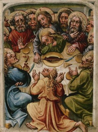 Meister des Friedrichsaltars, Letztes Abendmahl, um 1440/1450, Malerei auf Lindenholz, 35,4 x 2 ...