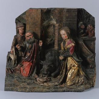 Meister von Irrsdorf (Umkreis), Geburt Christi, um 1520/1525, Lindenholz, gefasst, Details verg ...