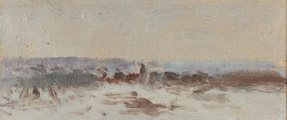 Theodor von Hörmann, An der Küste, Öl auf Leinwand, 8 × 17 cm, Belvedere, Wien, Inv.-Nr. Lg 156 ...