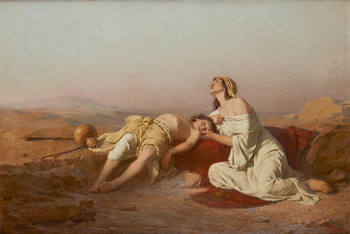 Josef Straka, Hagar und Ismael in der Wüste, 1888, Öl auf Leinwand, 96,5 × 145 cm, Belvedere, W ...