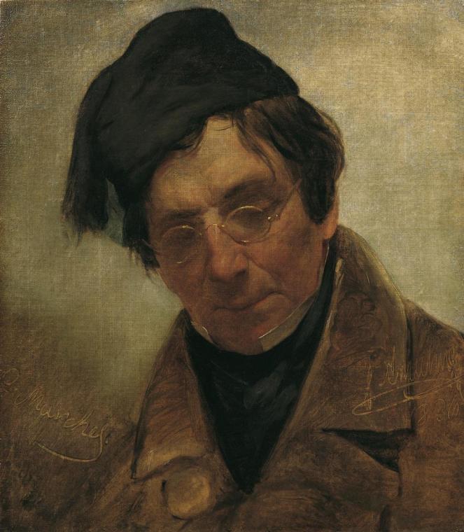 Friedrich von Amerling, Der Bildhauer Pompeo Marchesi, 1836, Öl auf Leinwand, 40 x 33 cm, Belve ...