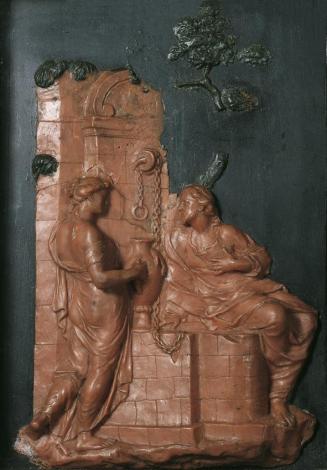 Georg Raphael Donner, Christus und die Samariterin am Brunnen, 1731/1738, rotes Wachs auf Schie ...