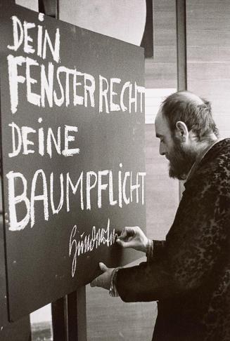 Peter Baum, Hundertwasser: DEIN FENSTERRECHT. DEINE BAUMPFLICHT, 8. März 1972, 1972, Barytabzug ...