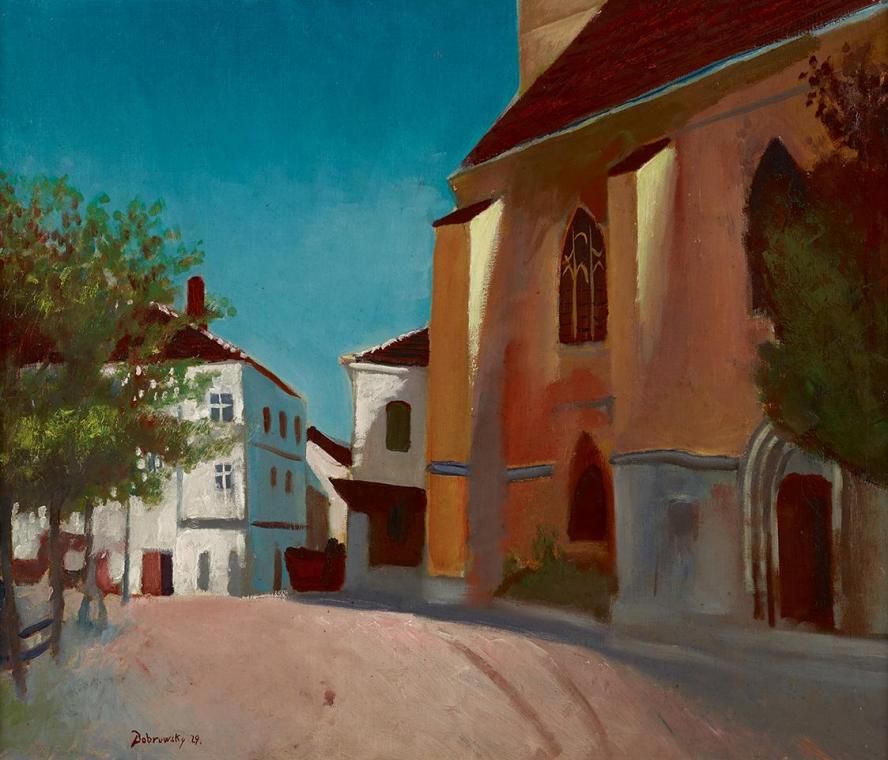Josef Dobrowsky, Kirchplatz in Ybbs, 1929, Öl auf Leinwand, 62 x 70 cm, Belvedere, Wien, Inv.-N ...