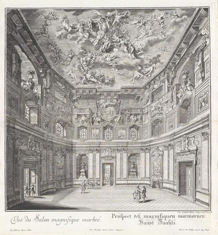 Salomon Kleiner, Marmorsaal, 1731, Radierung, Druck in Schwarz auf Papier, Dauerleihgabe aus Pr ...