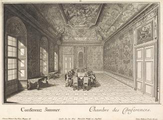 Salomon Kleiner, Konferenzzimmer, 1733, Radierung, Druck in Schwarz auf Papier, Dauerleihgabe a ...