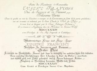 Salomon Kleiner, Titelblatt des dritten Teils, 1734, Kupferstich, Druck in Schwarz auf Papier,  ...
