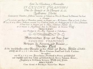 Salomon Kleiner, Titelblatt des vierten Teils, 1735, Kupferstich, Druck in Schwarz auf Papier,  ...
