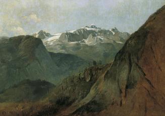 Friedrich August Mathias Gauermann, Der Dachstein vom Plassen bei Hallstatt, um 1827, Öl auf Pa ...