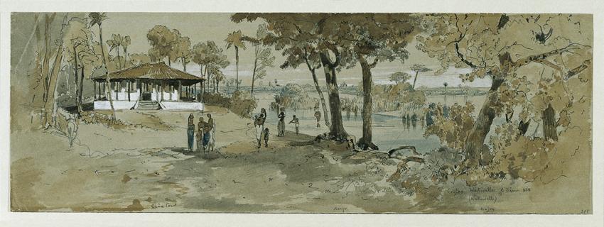 Joseph Selleny, Buddhistischer Tempel bei Point de Galle, Wakwalla auf Ceylon (Sri Lanka), 1858 ...