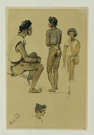 Joseph Selleny, Eingeborene der Stewart Island (Stewartinsel), 1858, Bleistift, Aquarell auf Pa ...