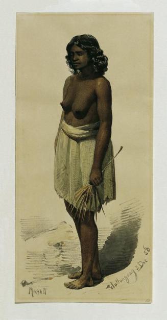 Joseph Selleny, Eingeborenenmädchen aus Woolongong (Wollongong), Australien, 1858, Aquarell auf ...