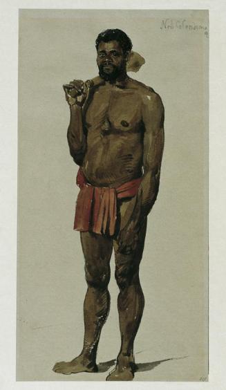 Joseph Selleny, Eingeborener von Neukaledonien, 1859, Aquarell auf Papier, 32,2 x 16,6 cm, Belv ...