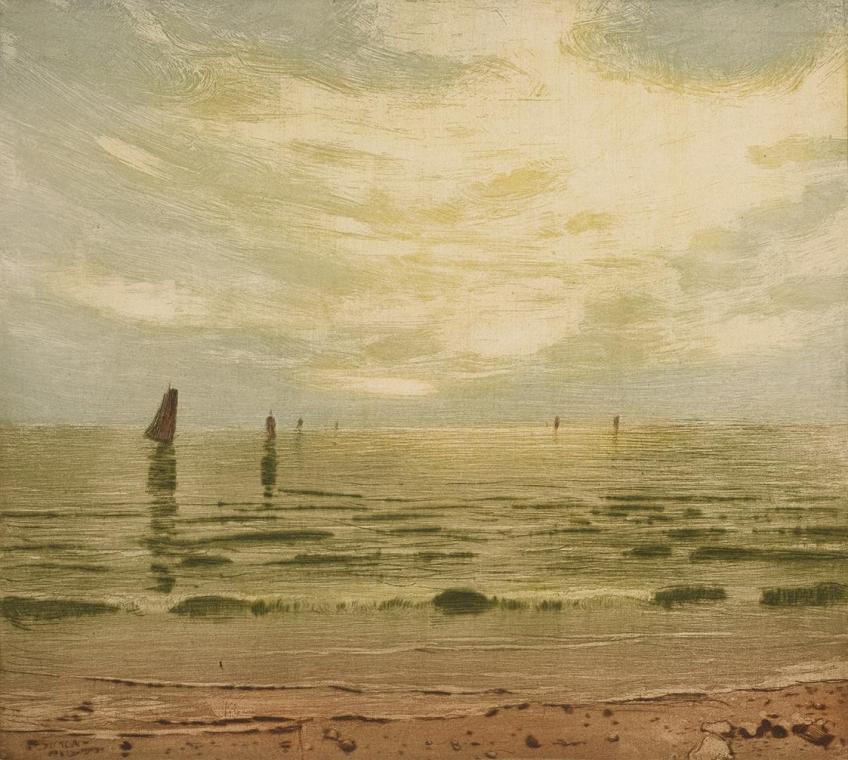František Šimon, Das Meer, 1904, Farbradierung (Linienätzung, Aqauatinta, Kaltnadel), 25 x 27,5 ...