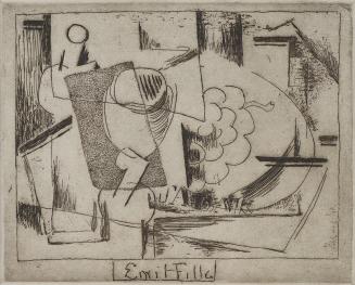 Emil Filla, Stillleben mit Becher und Weintraube, 1914, Radierung, 20 × 24,5 cm, Dauerleihgabe  ...