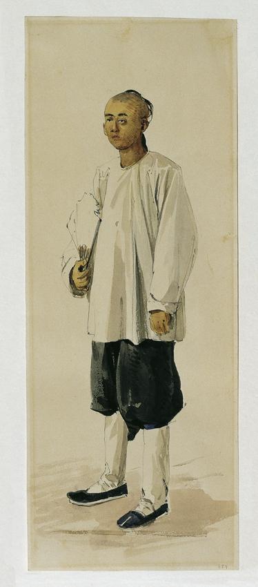 Joseph Selleny, Chinese, 1858, Bleistift, Aquarell auf Papier, 34,8 x 13,3 cm, Belvedere, Wien, ...