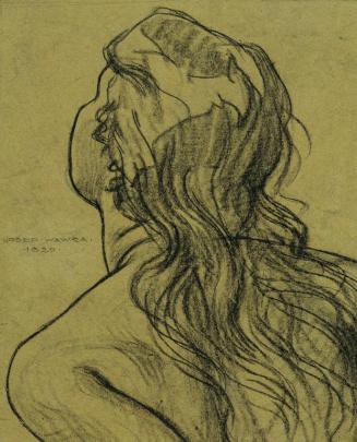 Josef Wawra, Mädchenkopf, 1920, Kreide auf Packpapier, 26,5 x 22 cm, Belvedere, Wien, Inv.-Nr.  ...