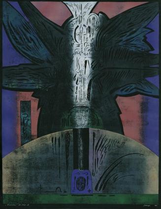 Janina Kraupe-Swiderska, Thanatos, 1985, Linolschnitt auf Papier, 64,5 x 49,5 cm, Belvedere, Wi ...