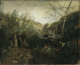 Emil Jakob Schindler, Partie bei Haslau an der Donau, um 1879-1880, Öl auf Leinwand, 50,5 x 62  ...
