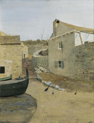 Eugen Jettel, Straße in Rovenska, nach 1897 (?), Aquarell, Deckfarben auf Karton, 61,5 x 47 cm, ...