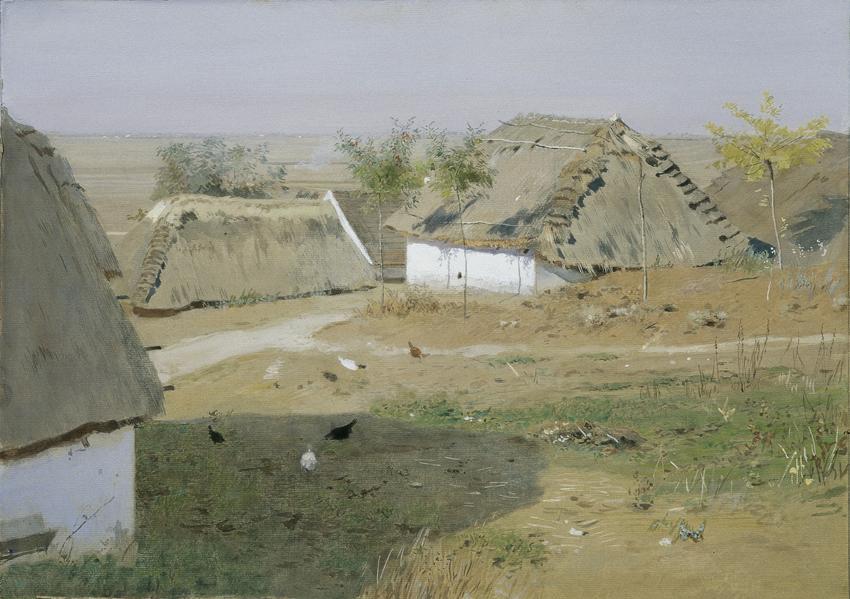 Eugen Jettel, Dorfpartie, um 1898, Deckfarben auf Papier auf Karton, 38,2 x 54 cm, Belvedere, W ...