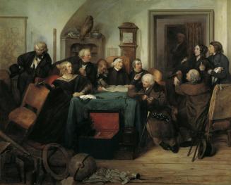 Josef Danhauser, Die Testamentseröffnung, 1839, Öl auf Holz, 95 x 114 cm, Belvedere, Wien, Inv. ...