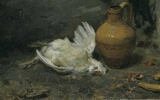 August von Pettenkofen, Stillleben mit totem Huhn und Krug, 1860/1870, Öl auf Leinwand, 14,5 x  ...