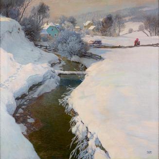 Gustav Jahn, Winter, um 1905, Öl auf Leinwand, 100 × 100 cm, Belvedere, Wien, Inv.-Nr. 11223