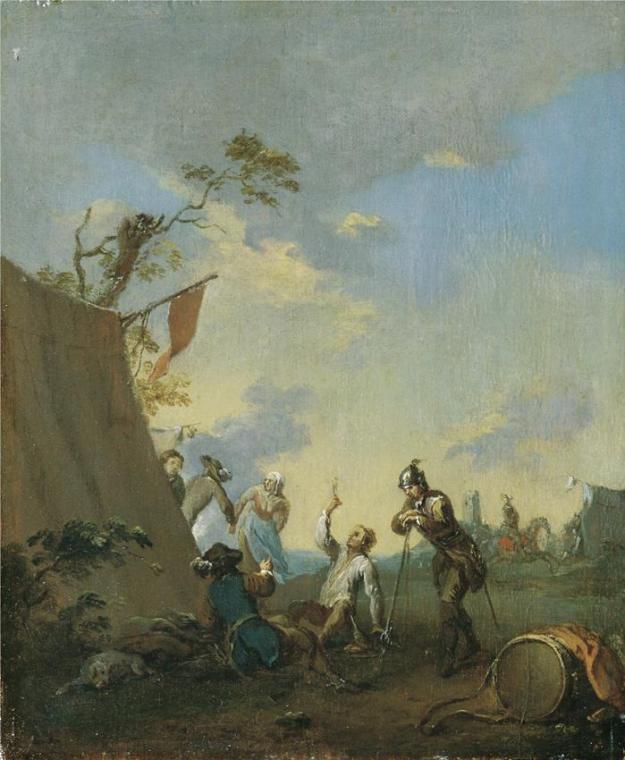 Norbert Grund, Soldaten im Zeltlager, um 1760, Öl auf Holz, 18 x 14,5 cm, Belvedere, Wien, Inv. ...