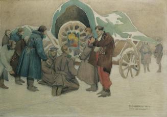 Jan Skotnicki, Feldmesse, 1915, Aquarell auf Papier, 44,5 x 63 cm, Belvedere, Wien, Inv.-Nr. 17 ...
