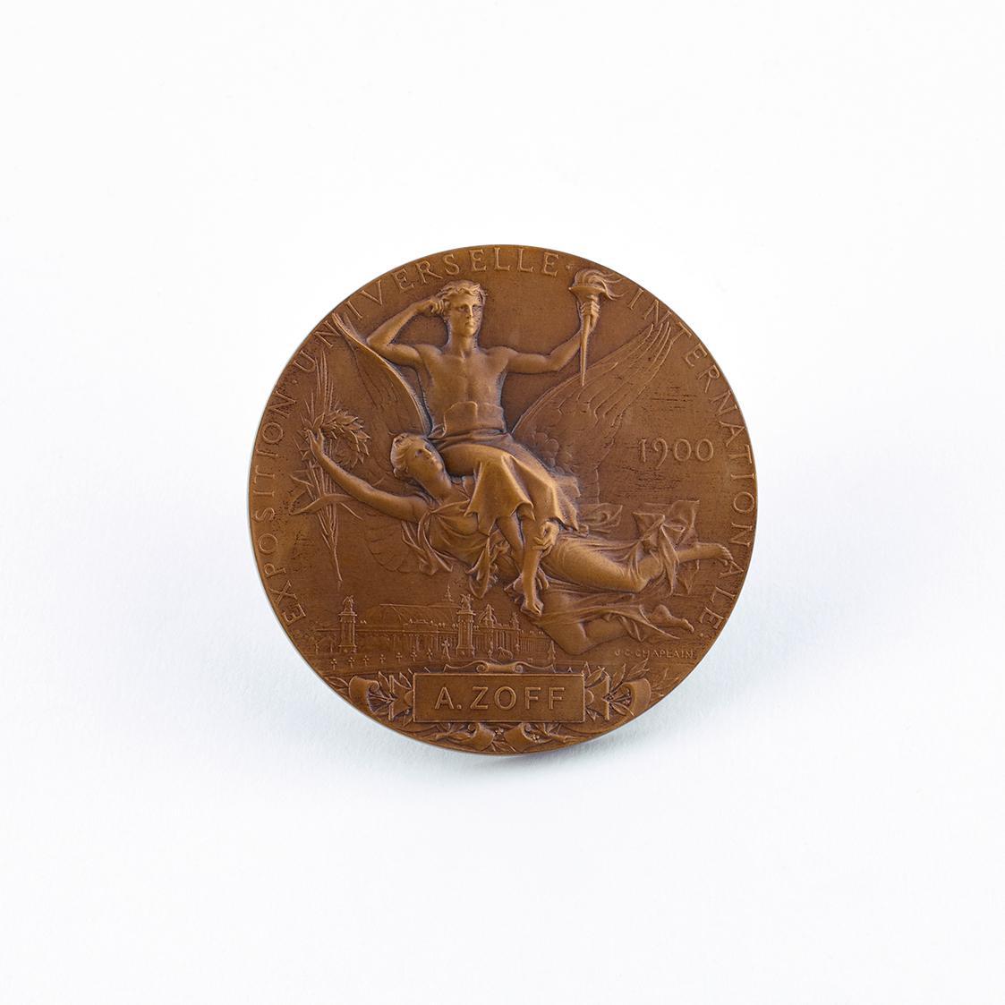 Jules-Clément Chaplain, Medaille Exposition Universelle 1900, 1900, Medaille und Schatulle, 6,4 ...