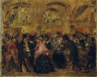 Anton Romako, Karneval auf dem Markusplatz in Venedig, um 1873/1876, Öl auf Leinwand, 14 x 19 c ...