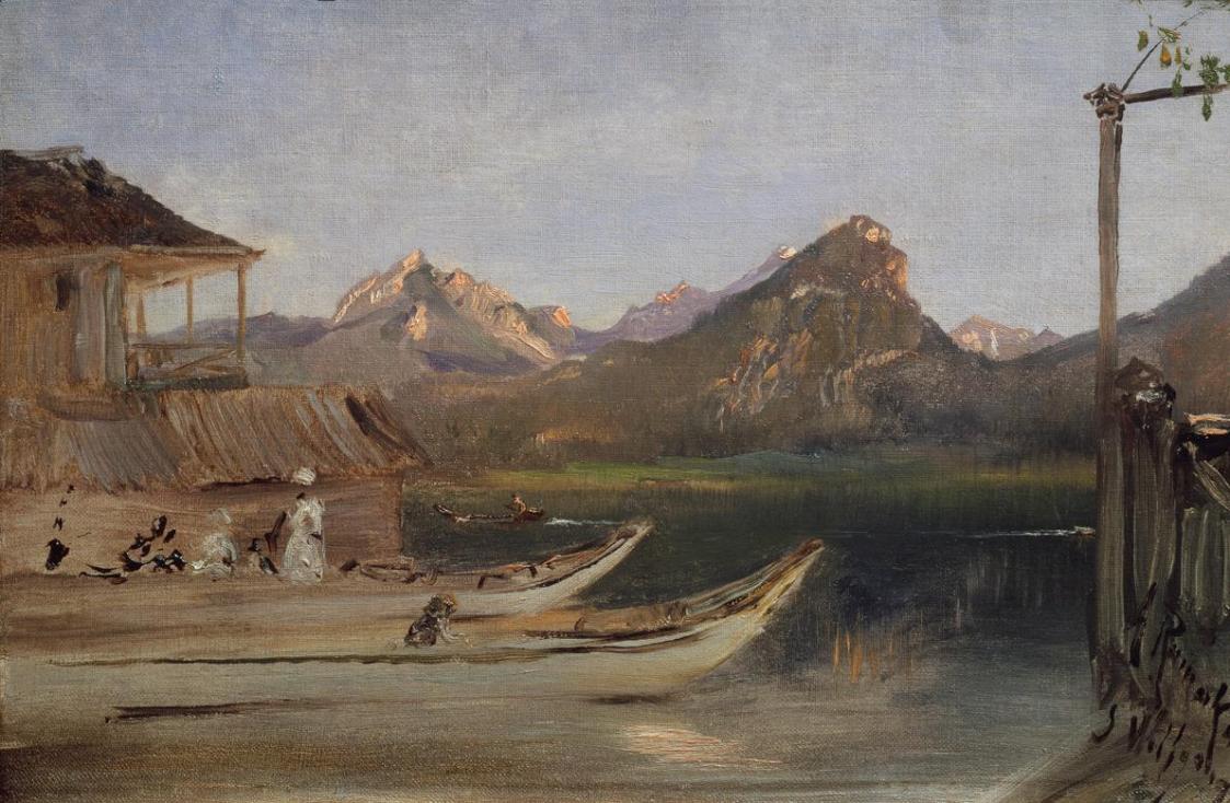 Anton Romako, Am Wolfgangsee, Herbst 1877, Öl auf Leinwand und Karton, 29 x 45 cm, Belvedere, W ...