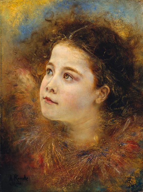 Anton Romako, Mädchen mit Ährenkrause, um 1875, Öl auf Holz, 23,4 x 17,4 cm, Belvedere, Wien, I ...